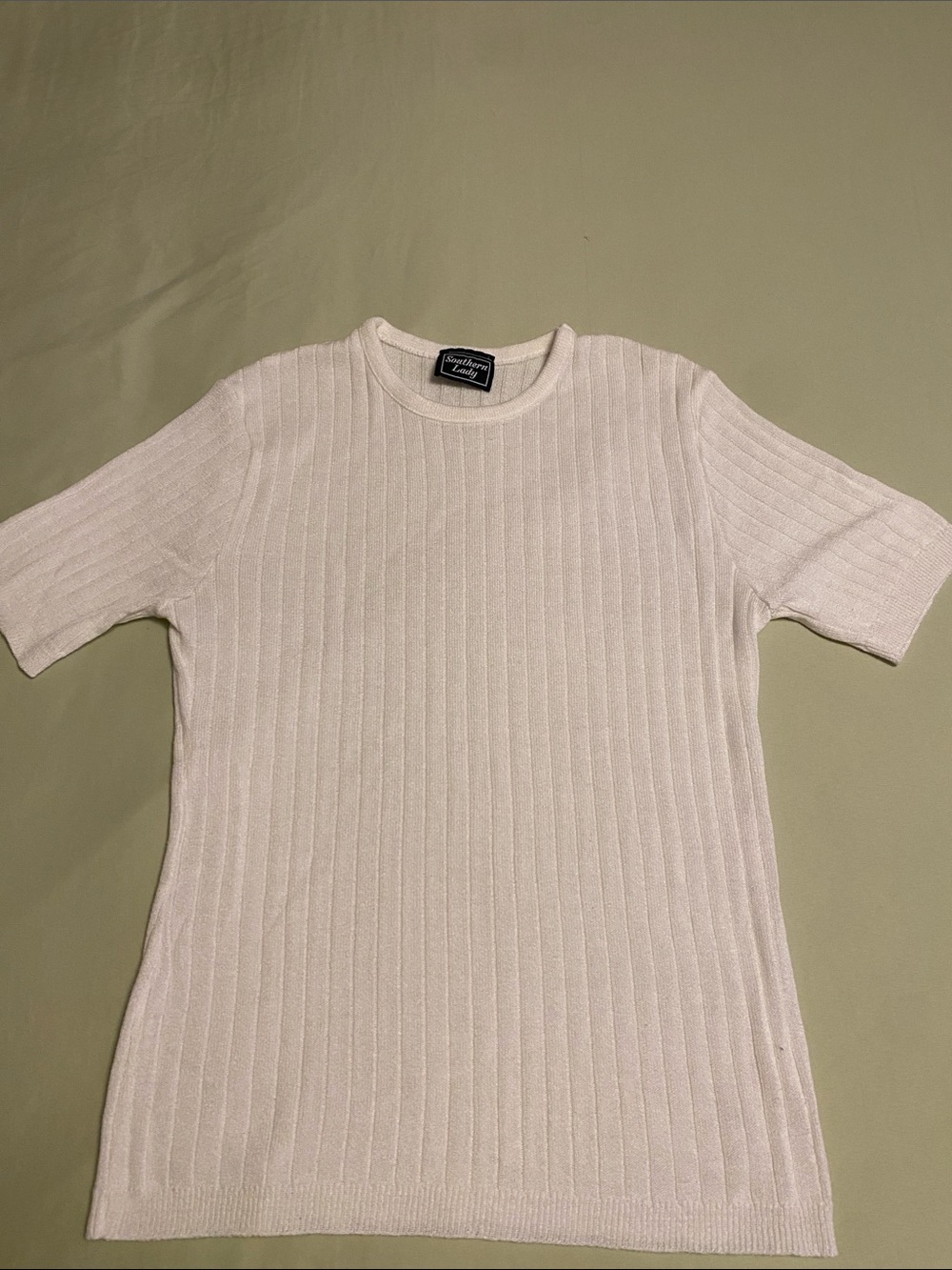 Southern Lady White Ribbed Short-Sleeve Tee